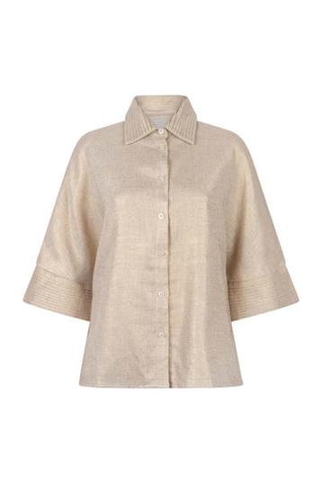 Chptr-s beige/goud blouse 42 NIEUW