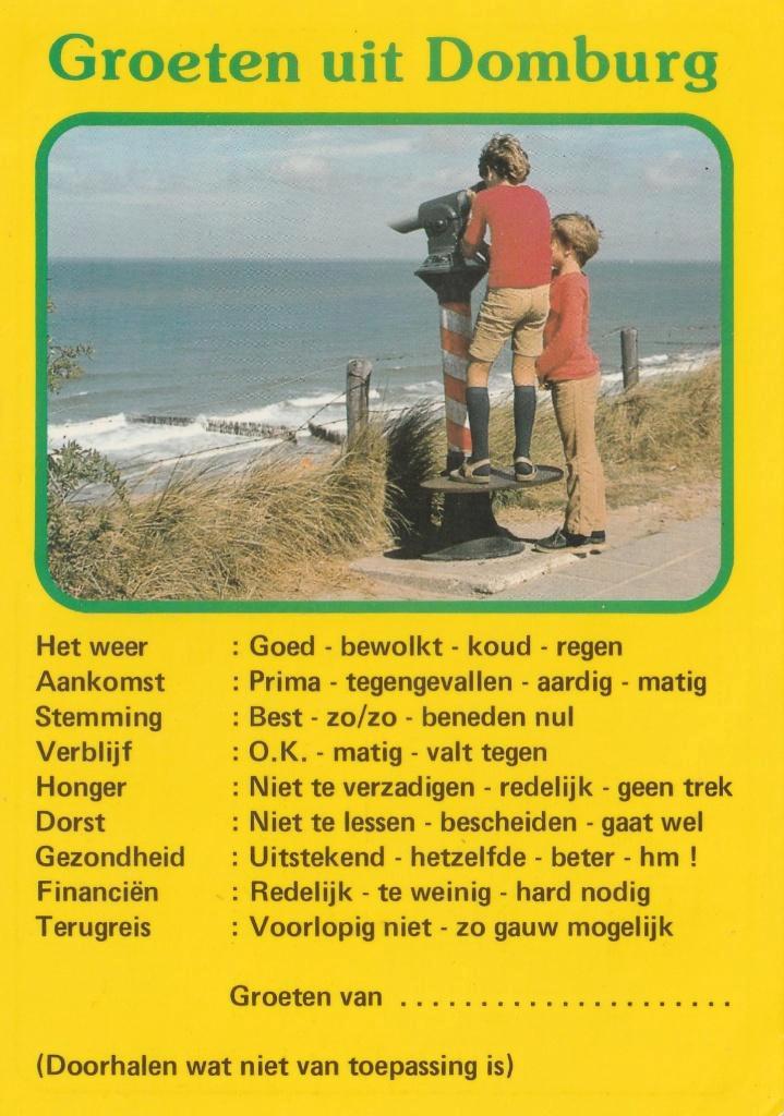 DOMBURG Duin Groeten, Verzamelen, Ansichtkaarten | Nederland, Ongelopen, Zeeland, 1980 tot heden, Verzenden