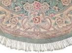 Handmade Aubusson tapijt rond soft green roses wol 200x200cm, Crème, ., Aubusson rond China oriëntal rozen romantic, Ophalen of Verzenden