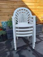 4 witte Kuipstoelen, Tuin en Terras, Tuinstoelen, Ophalen, Zo goed als nieuw, Kunststof