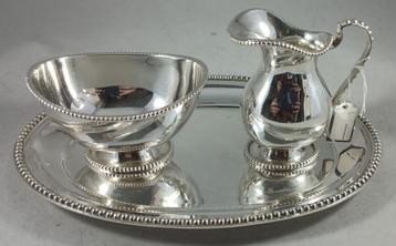 Zilveren roomstel parelrand antiek 835 zilver beschikbaar voor biedingen