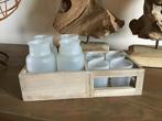 NIEUW (partij) houten kistjes met vaasjes en windlichtjes, Minder dan 25 cm, Hout, Ophalen