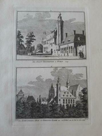 39-40*/ Slot Oostende Schuttershof en kerk van Goes gravure beschikbaar voor biedingen