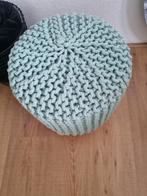Poef gehaakt/hout, Huis en Inrichting, Banken | Voetenbanken en Poefen, Ophalen, Minder dan 50 cm, Rond, Minder dan 50 cm