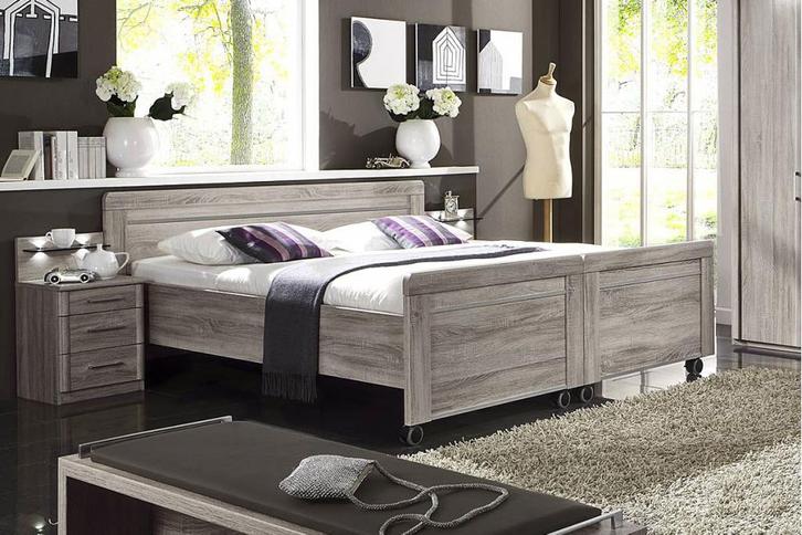 Bern senioren koppelbed - Truffel eiken, Huis en Inrichting, Slaapkamer | Bedden, Nieuw, Ophalen of Verzenden