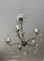 Kroonluchter kristal 5 armen, Ophalen, Zo goed als nieuw, Glas, Brocante landelijk