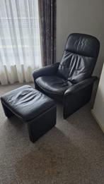 De Sede Stoel + Hocker - Zwart Leer, Ophalen, Gebruikt, Leer, 75 tot 100 cm