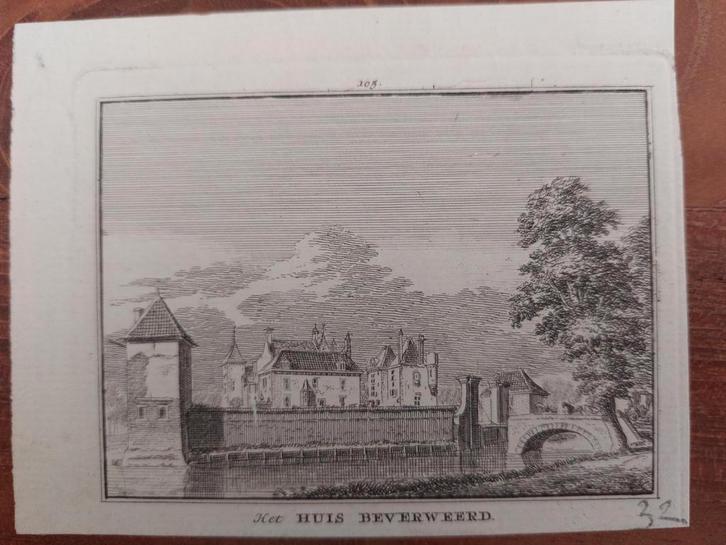 105 / Het Huis Beverweerd   Gravure uit 18de eeuw, Antiek en Kunst, Kunst | Etsen en Gravures, Ophalen of Verzenden