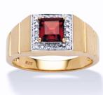 Rode zirkoon 925 zilveren met goud heren ring, Sieraden, Tassen en Uiterlijk, Ringen, 20 of groter, Heer, Nieuw, Ophalen of Verzenden