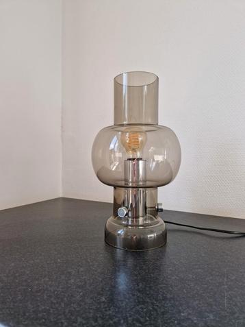 Vintage tafellamp design chroom space age rookglas beschikbaar voor biedingen