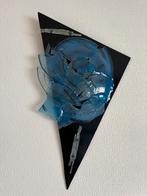 Wanddecoratie glas blauw/zwart, Ophalen, Zo goed als nieuw