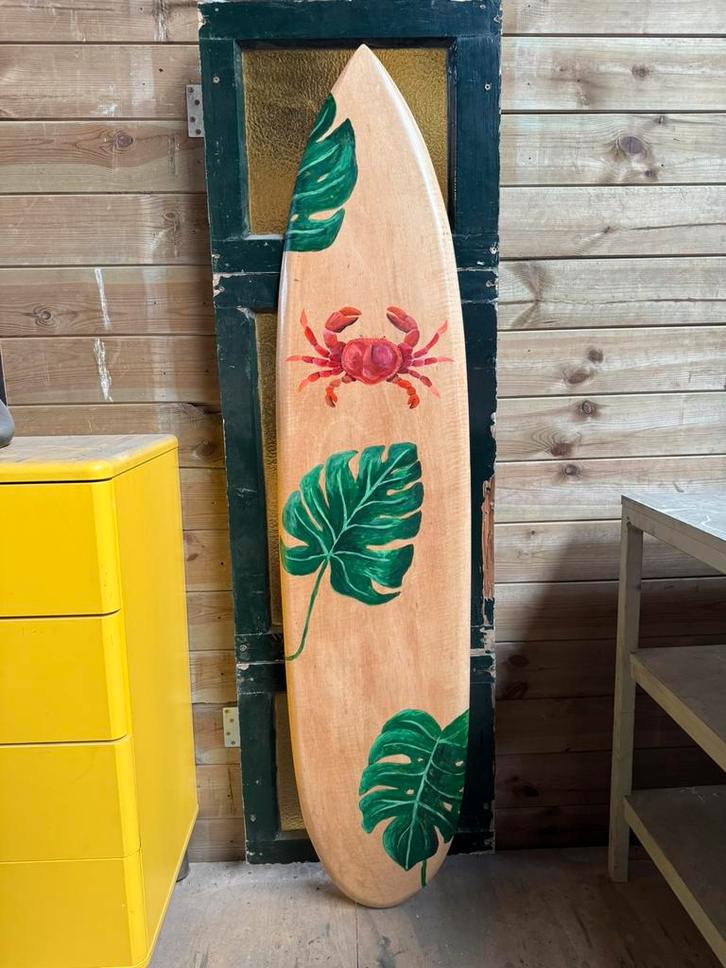 Houten surfboard handbeschilderd | deco, Huis en Inrichting, Woonaccessoires | Wanddecoraties, Nieuw, Ophalen