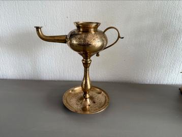 Vintage koperen/messing olie lamp. beschikbaar voor biedingen
