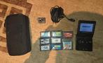 Gameboy Advance SP + 8 Games + Etui + Oplader, Ophalen of Verzenden, Gebruikt, Game Boy Advance SP, Met beschermhoes of tas