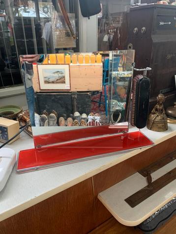 Spiegel vitrage retro jaren 60 kaptafel spiegel met borstel beschikbaar voor biedingen
