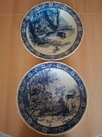 2 Delfts blauwe Boch wandborden de jacht39,5cm+ophangsysteem, Antiek en Kunst, Antiek | Wandborden en Tegels, Ophalen of Verzenden