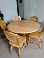 Massief houten ronde keukentafel met 5 stoelen, Ophalen