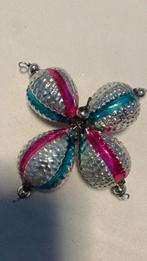 Vintage antieke kerstbal gablonzer, groen roze, Diversen, Kerst, Ophalen of Verzenden, Zo goed als nieuw