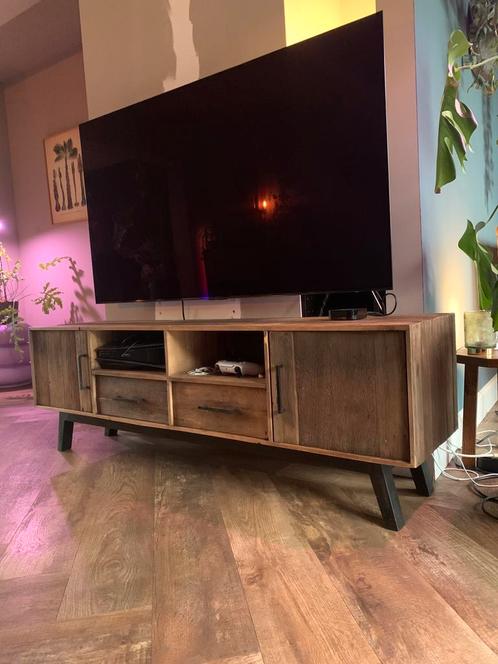 Mango houten tv kast zware kwaliteit, Huis en Inrichting, Kasten | Televisiemeubels, Zo goed als nieuw, Minder dan 100 cm, 150 tot 200 cm
