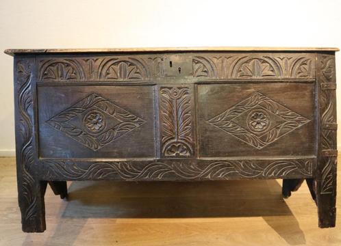 Antieke Engelse dekenkist, Antiek en Kunst, Antiek | Woonaccessoires, Ophalen of Verzenden