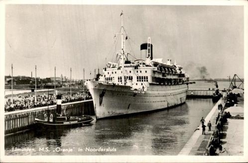 Ijmuiden - MS Oranje - Noordersluis - Boot, Verzamelen, Ansichtkaarten | Nederland, Gelopen, Noord-Holland, 1940 tot 1960, Ophalen of Verzenden