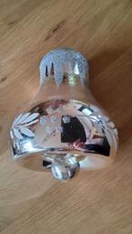 Antiek groot glazen zilveren kerstbal bewerkte kerstklok bel, Ophalen of Verzenden, Zo goed als nieuw