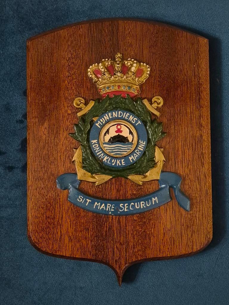 Wapenschild grootformaat Mijnendienst Koninklijke Marine, Verzamelen, Ophalen of Verzenden, Marine, Nederland, Embleem of Badge