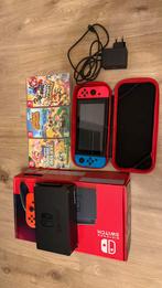 Nintendo Switch met 3 games, Spelcomputers en Games, Spelcomputers | Nintendo Switch, -, -, Met 2 controllers, Zo goed als nieuw