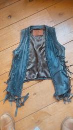 Leren gilet met franjes, Ophalen of Verzenden, Zo goed als nieuw, Grijs