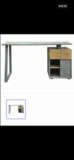 Nieuw bureau 140x60x75 cm – wit & grijs houtdecor, Ophalen of Verzenden, Zo goed als nieuw