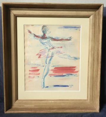 Aquarel Ballerina Danseres Gerard Hordijk hxb: 28,1x23,7 cm beschikbaar voor biedingen