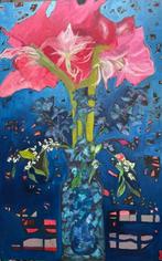 Amaryllis in blauwevaas, Antiek en Kunst, Ophalen of Verzenden