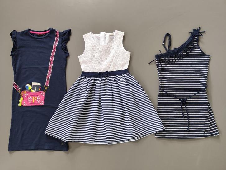 3 leuke zomerjurken - maat 134/140 - blauw/wit, Kinderen en Baby's, Kinderkleding | Maat 134, Gebruikt, Meisje, Jurk of Rok, Ophalen of Verzenden