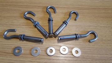 5x Rvs keilbout m8 haak muur Anker beschikbaar voor biedingen