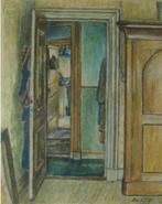 A.J.E (Agnes) van Stolk (1898-1980) pastel interieur 1945, Ophalen of Verzenden