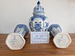 Delfts Blauw Vaas en Dekselpot Porseleinen Fles, Ophalen of Verzenden