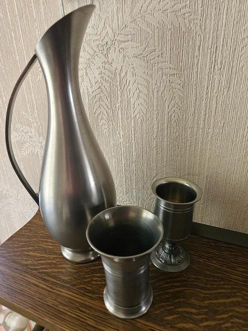 Tinnen vaas en bekers, Antiek en Kunst, Antiek | Tin, Ophalen of Verzenden