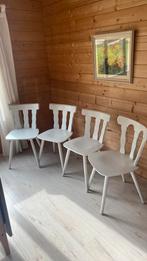 4 brocante houten stoelen, wit, Ophalen of Verzenden