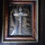 Oud religieus kader met gebogen glas, Antiek en Kunst, Verzenden