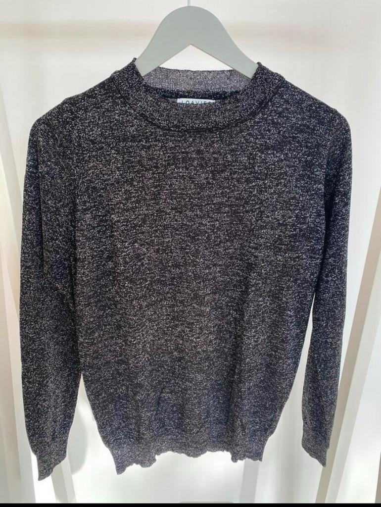 Loavies zwarte glittertop mt S, Zwart, Ophalen of Verzenden, Zo goed als nieuw, Lange mouw