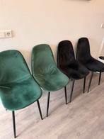 4 velvet stoelen van de Xenos (zwart en groen), Ophalen, Gebruikt, Overige kleuren, Vier