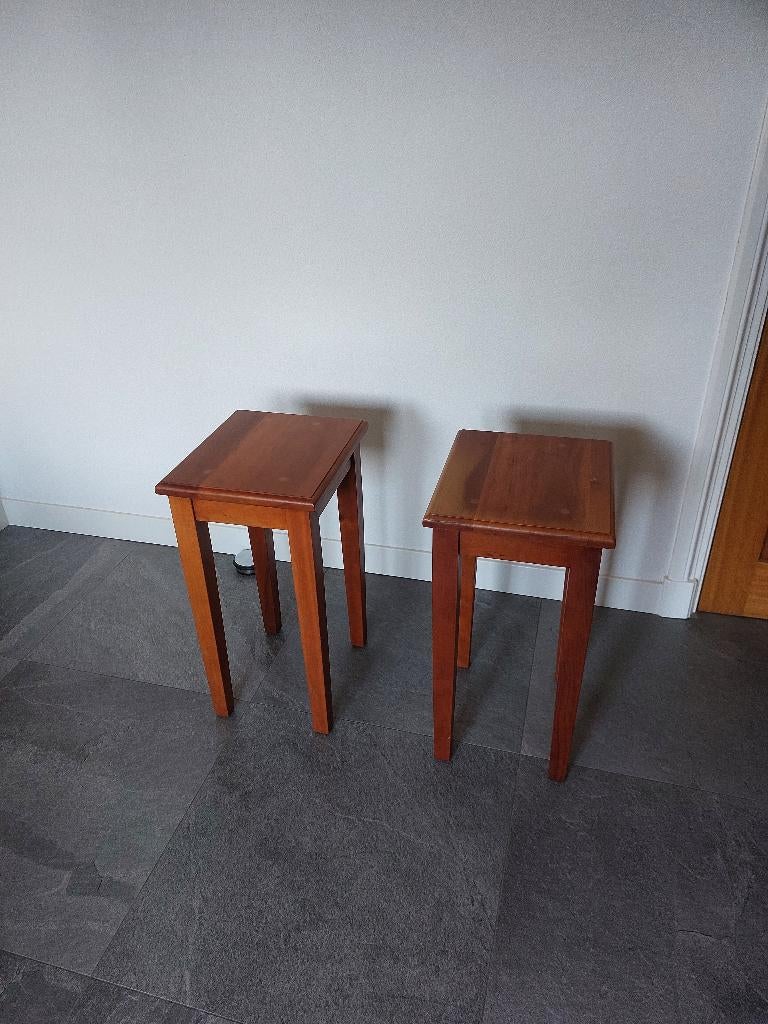 Kersen houten (bijzet) tafeltjes, Huis en Inrichting, Tafels | Bijzettafels, Minder dan 55 cm, Gebruikt, Rechthoekig, Hout