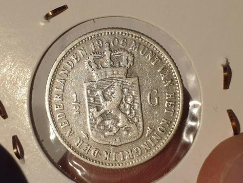 Halve gulden 1906 zilver Schaars !!! (4), Postzegels en Munten, Munten | Nederland, ½ gulden, Koningin Wilhelmina, Zilver, Ophalen of Verzenden