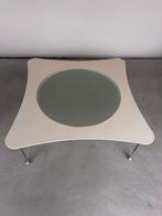 Salontafel wit met glas, 100x100x 40 cm, Huis en Inrichting, Tafels | Salontafels, Ophalen, Gebruikt, 50 tot 100 cm, 50 tot 100 cm
