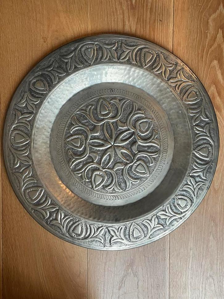 Groot Marokkaans Dienblad - 55cm, Huis en Inrichting, Woonaccessoires | Dienbladen, Metaal, Rond, Ophalen