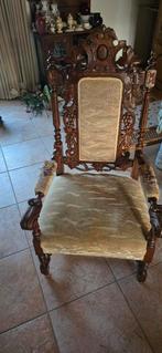Antieke mechels eiken Stoelen met Snijwerk troonstoelen, Antiek en Kunst, Antiek | Meubels | Stoelen en Banken, Ophalen of Verzenden