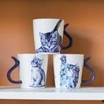 Mokken kat met kattenstaart handvat, Ophalen of Verzenden