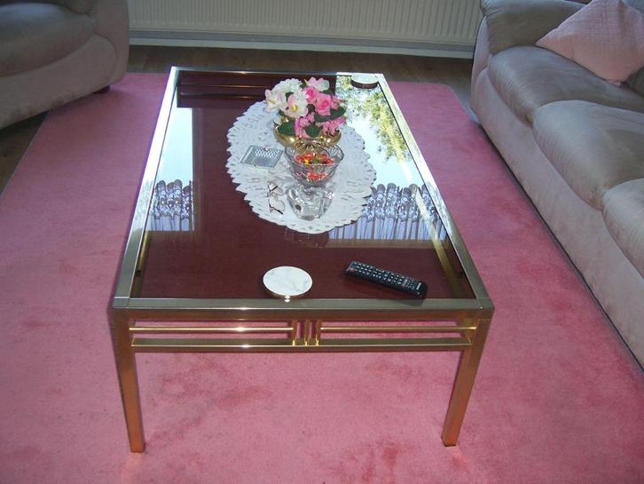 messing salontafel en 2 bijzet tafels regency, Huis en Inrichting, Tafels | Salontafels, Zo goed als nieuw, Minder dan 50 cm, 50 tot 100 cm