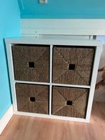 Ikea kallax kast met 4 rieten manden, Ophalen, Gebruikt