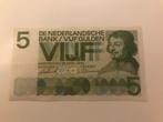 BILJET 5 GULDEN 1966, Postzegels en Munten, Bankbiljetten | Nederland, Los biljet, Ophalen of Verzenden, 5 gulden